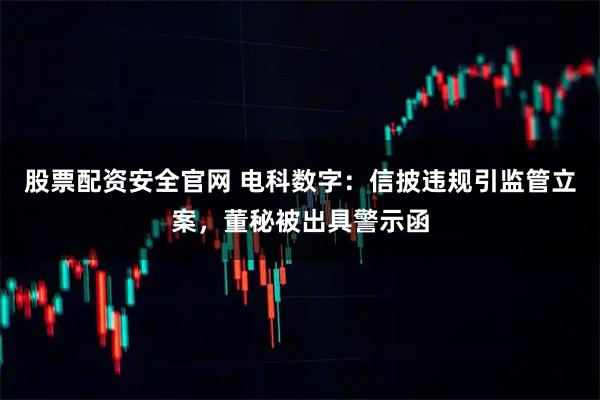 股票配资安全官网 电科数字：信披违规引监管立案，董秘被出具警示函